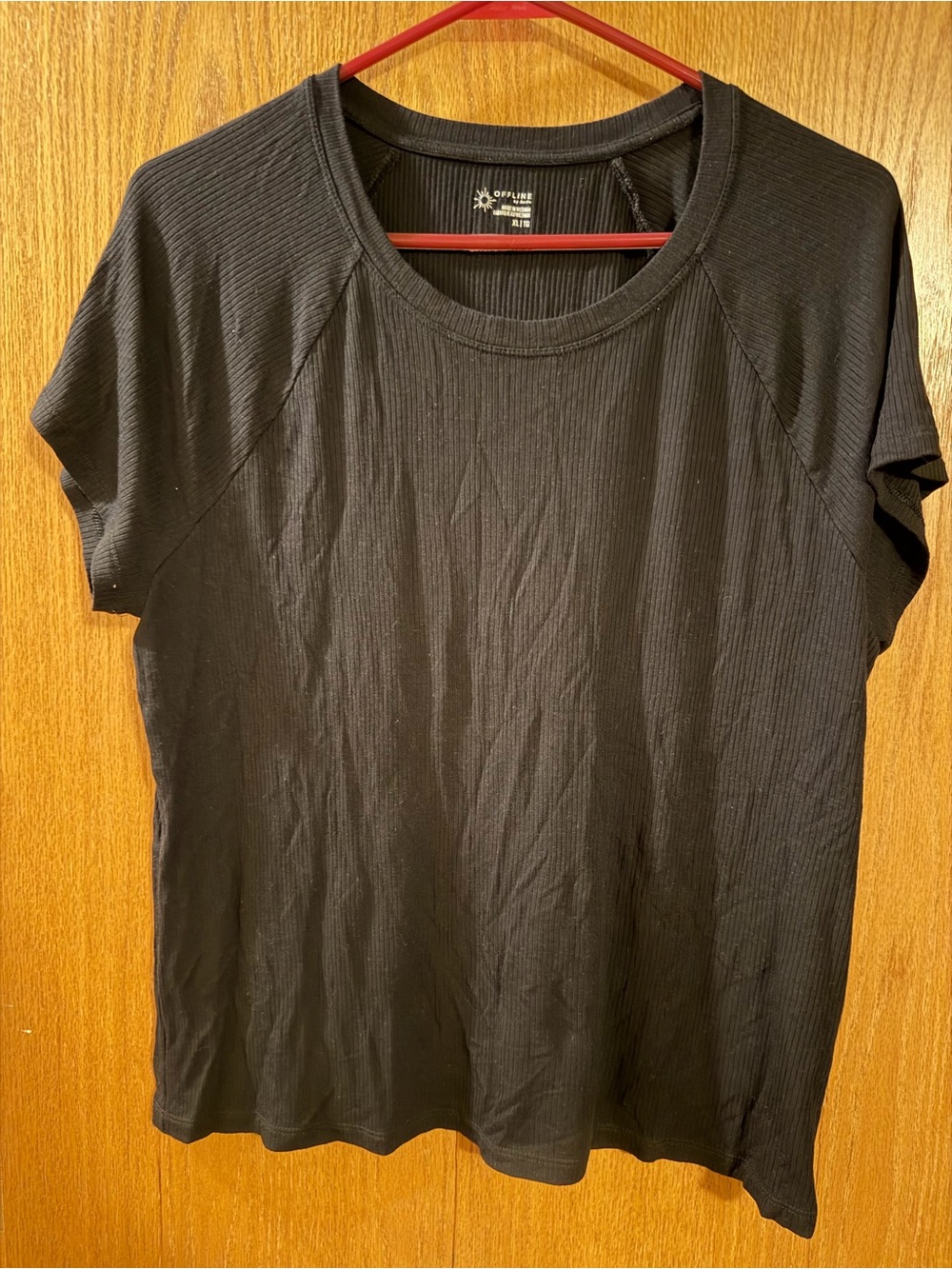 Black Ribbed Crewneck Short-Sleeve Tee - offline by aerie